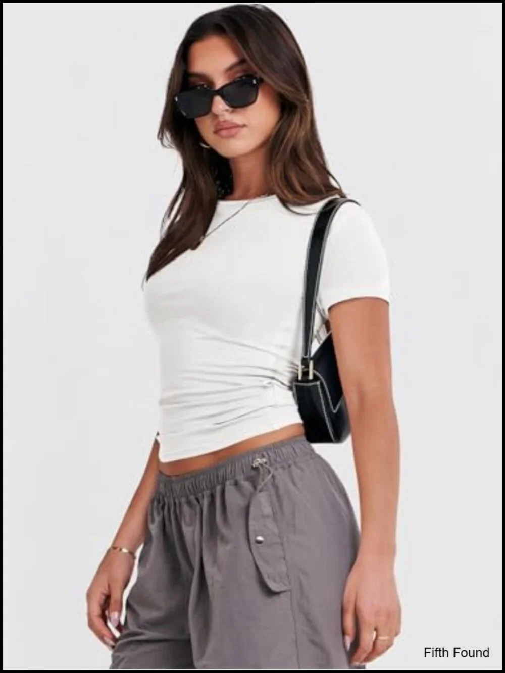 Slim Fit Crew Neck T-Shirt Short Sleeve Crop Top Basic Tee